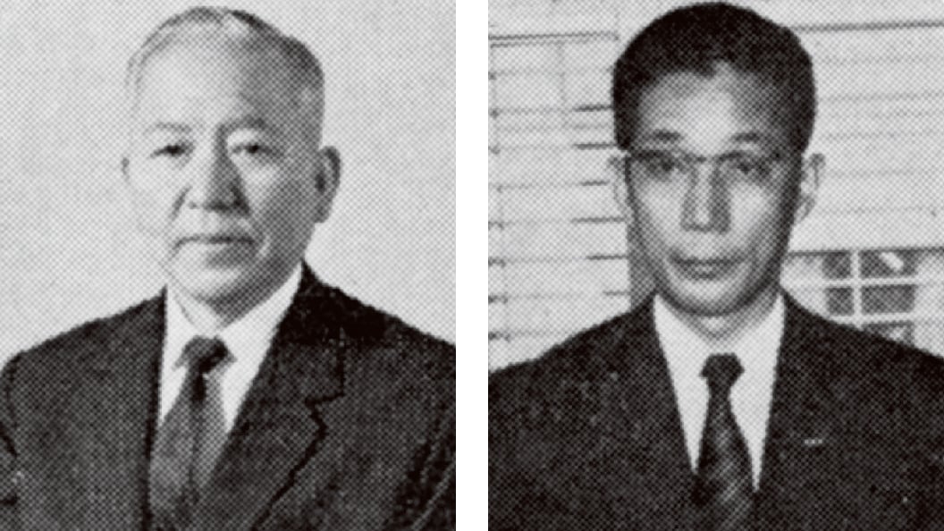 左：岩田助蔵新会長（当時68歳）右：岩田一也新社長（当時41歳）