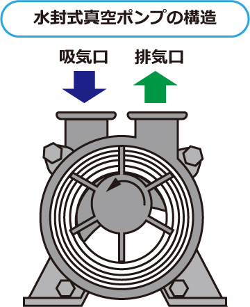 水封式真空ポンプの構造