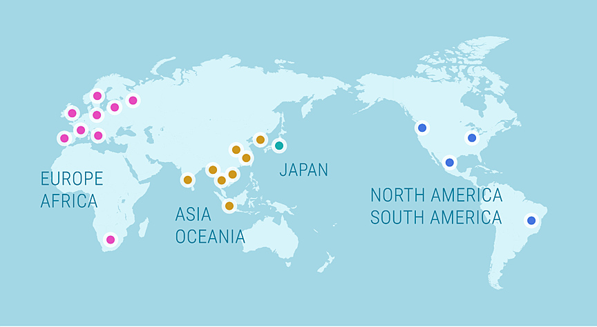 日本、韓国、台湾、中国(上海) 、タイ、マレーシア、シンガポール、ドイツ、アメリカ